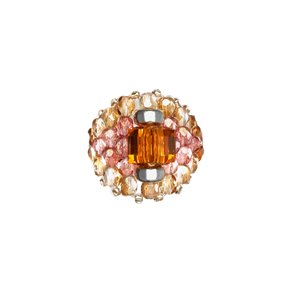 Needles Needles x Tie A Knot Square Crystal Beads Ring J-Brown/Clear Beige