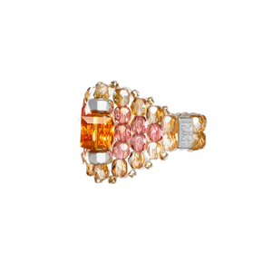 Needles Needles x Tie A Knot Square Crystal Beads Ring J-Brown/Clear Beige
