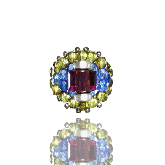 Needles Needles x Tie A Knot Square Crystal Beads Ring Purple/Olive