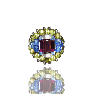 Needles Needles x Tie A Knot Square Crystal Beads Ring Purple/Olive