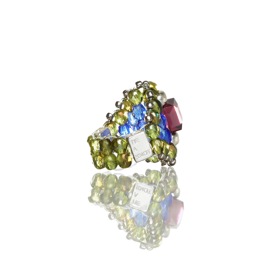 Needles Needles x Tie A Knot Square Crystal Beads Ring Purple/Olive