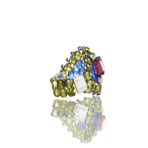 Needles Needles x Tie A Knot Square Crystal Beads Ring Purple/Olive