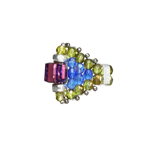 Needles Needles x Tie A Knot Square Crystal Beads Ring Purple/Olive