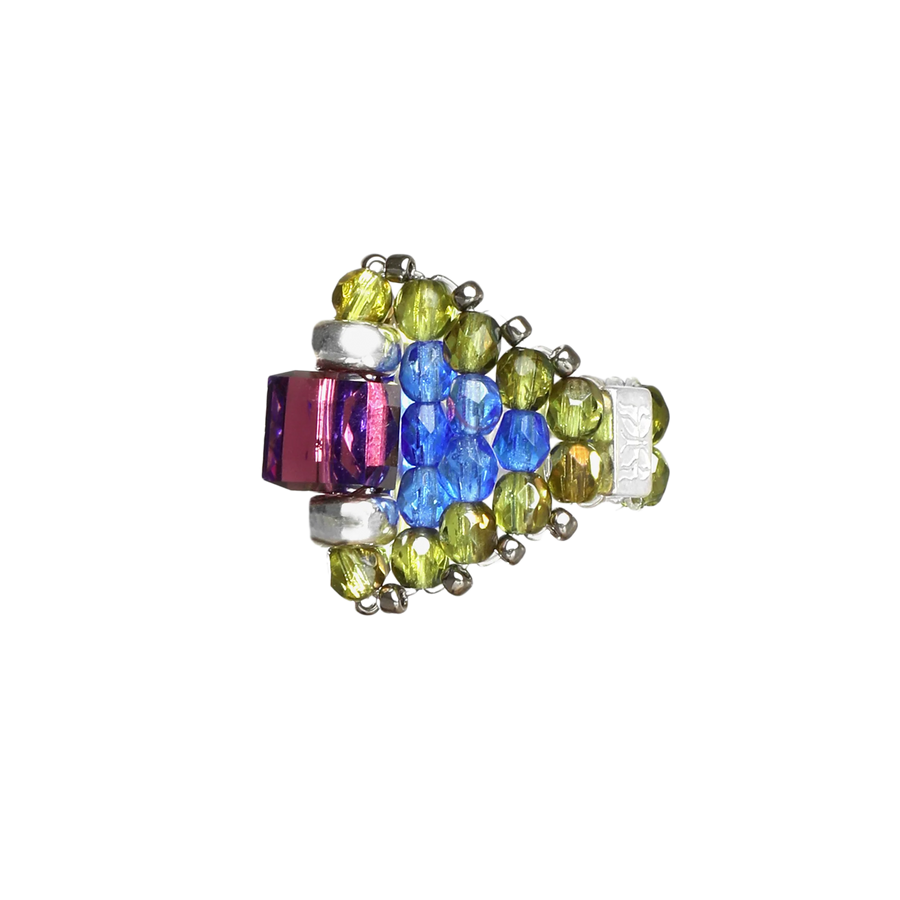 Needles Needles x Tie A Knot Square Crystal Beads Ring Purple/Olive