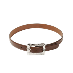Needles Papillon Square Buckle Belt Steer Leather Brown