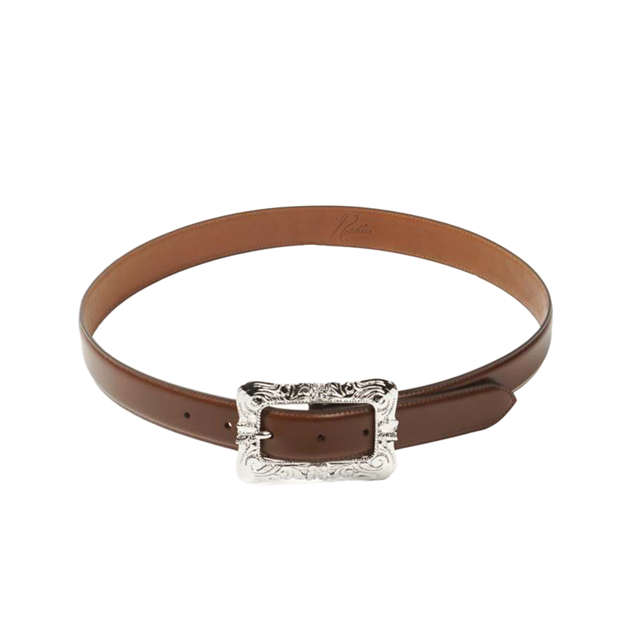 Needles Papillon Square Buckle Belt Steer Leather Brown