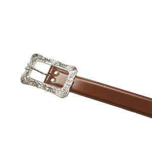 Needles Papillon Square Buckle Belt Steer Leather Brown