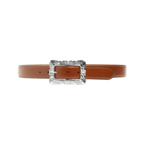 Needles Papillon Square Buckle Belt Steer Leather Brown