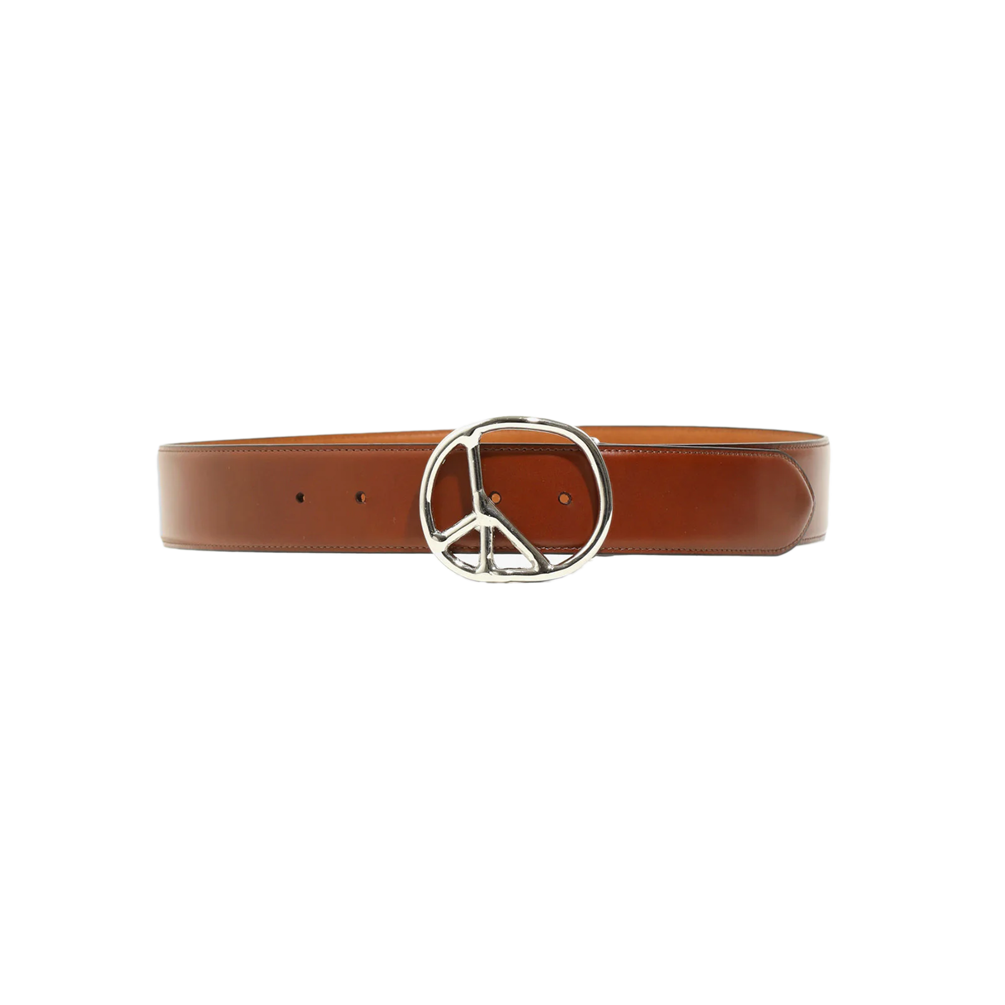 Needles Peace Buckle Belt Steer Leather Brown