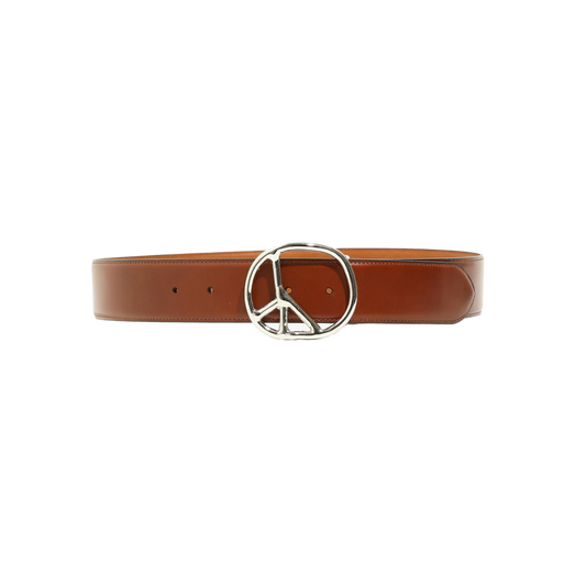 Needles Peace Buckle Belt Steer Leather Brown
