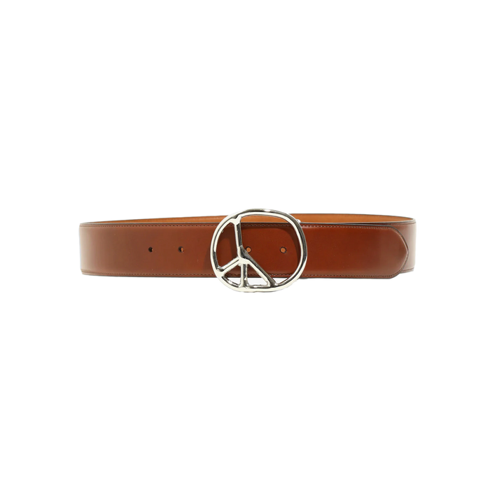 Needles Peace Buckle Belt Steer Leather Brown
