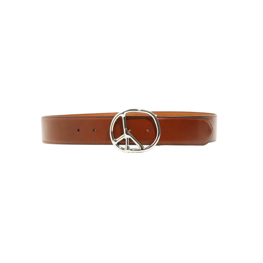 Needles Peace Buckle Belt Steer Leather Brown