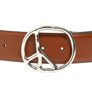 Needles Peace Buckle Belt Steer Leather Brown