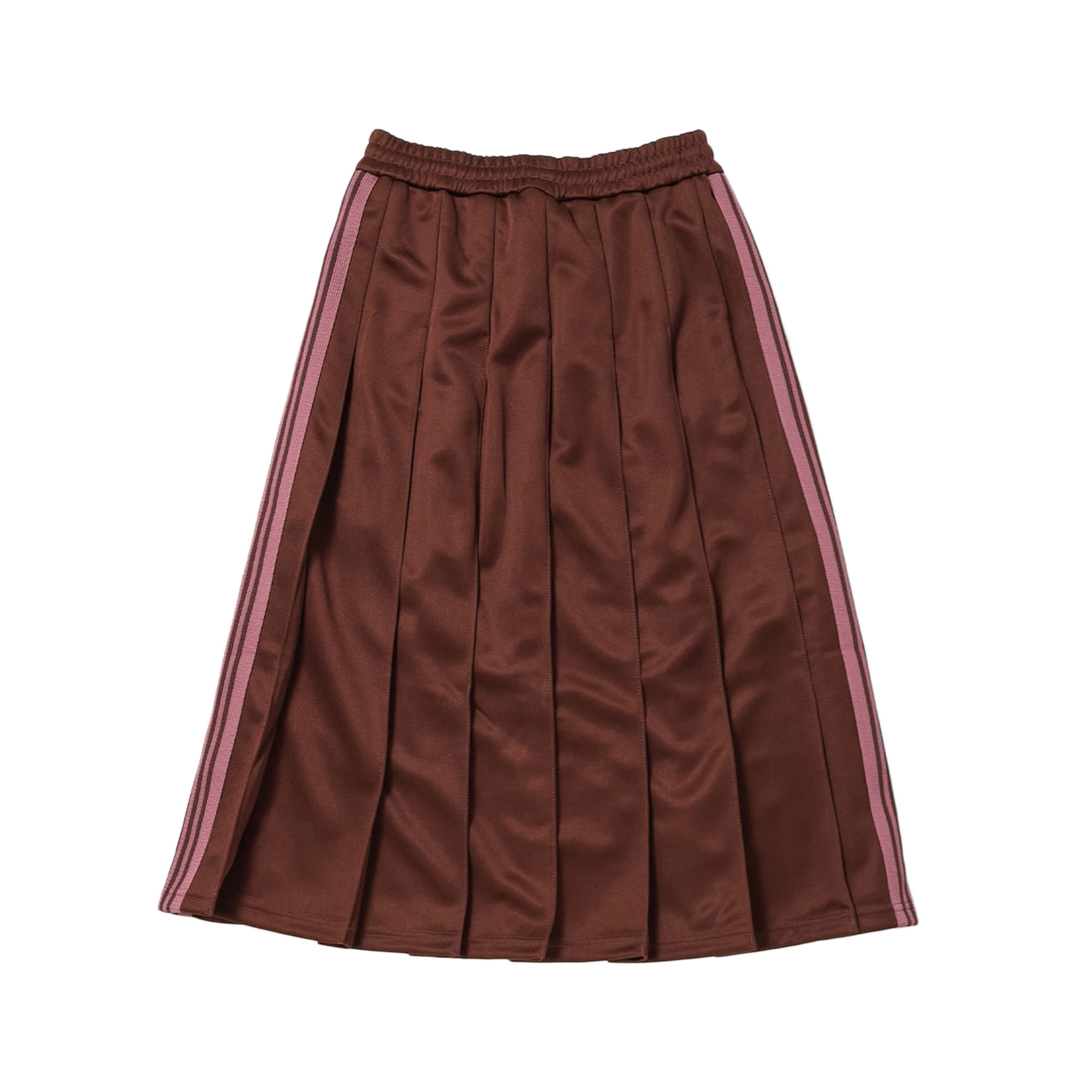 Needles Pleated Track Skirt Poly Smooth Brown