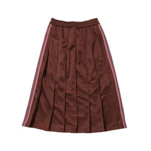 Needles Pleated Track Skirt Poly Smooth Brown
