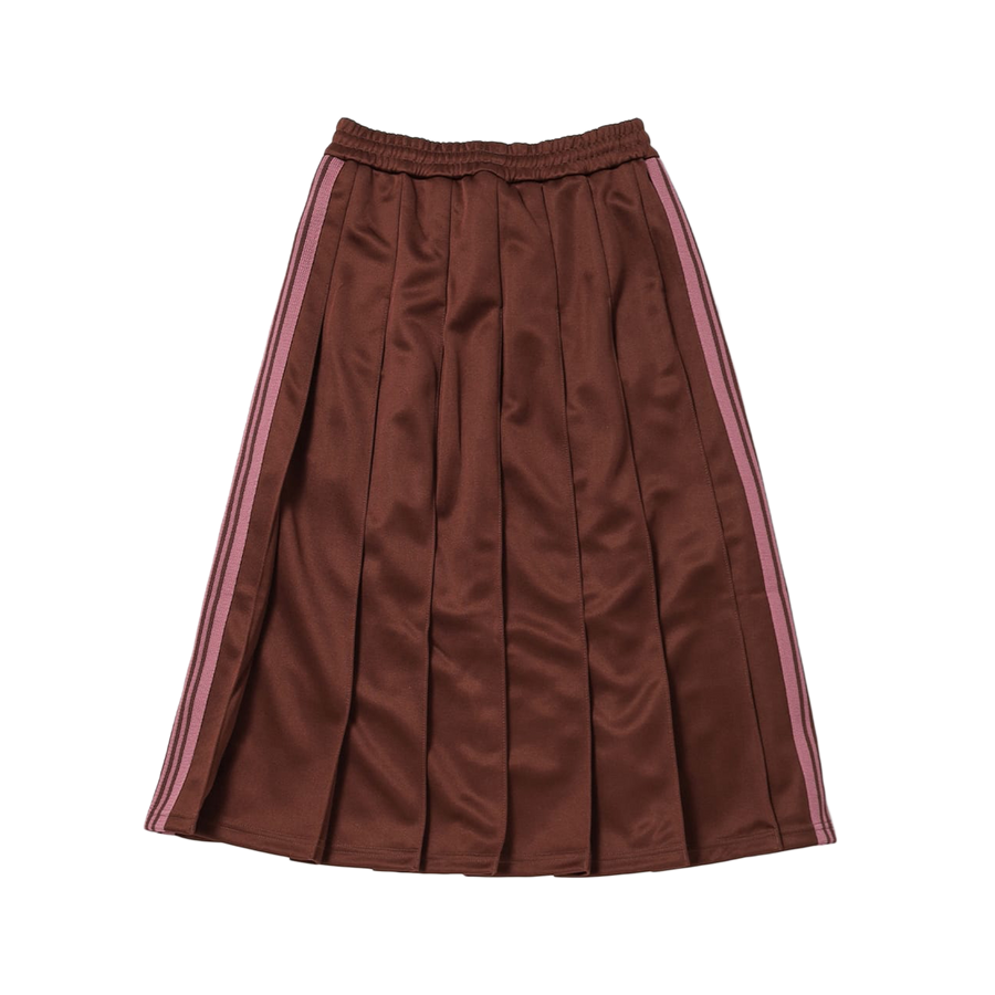 Needles Pleated Track Skirt Poly Smooth Brown