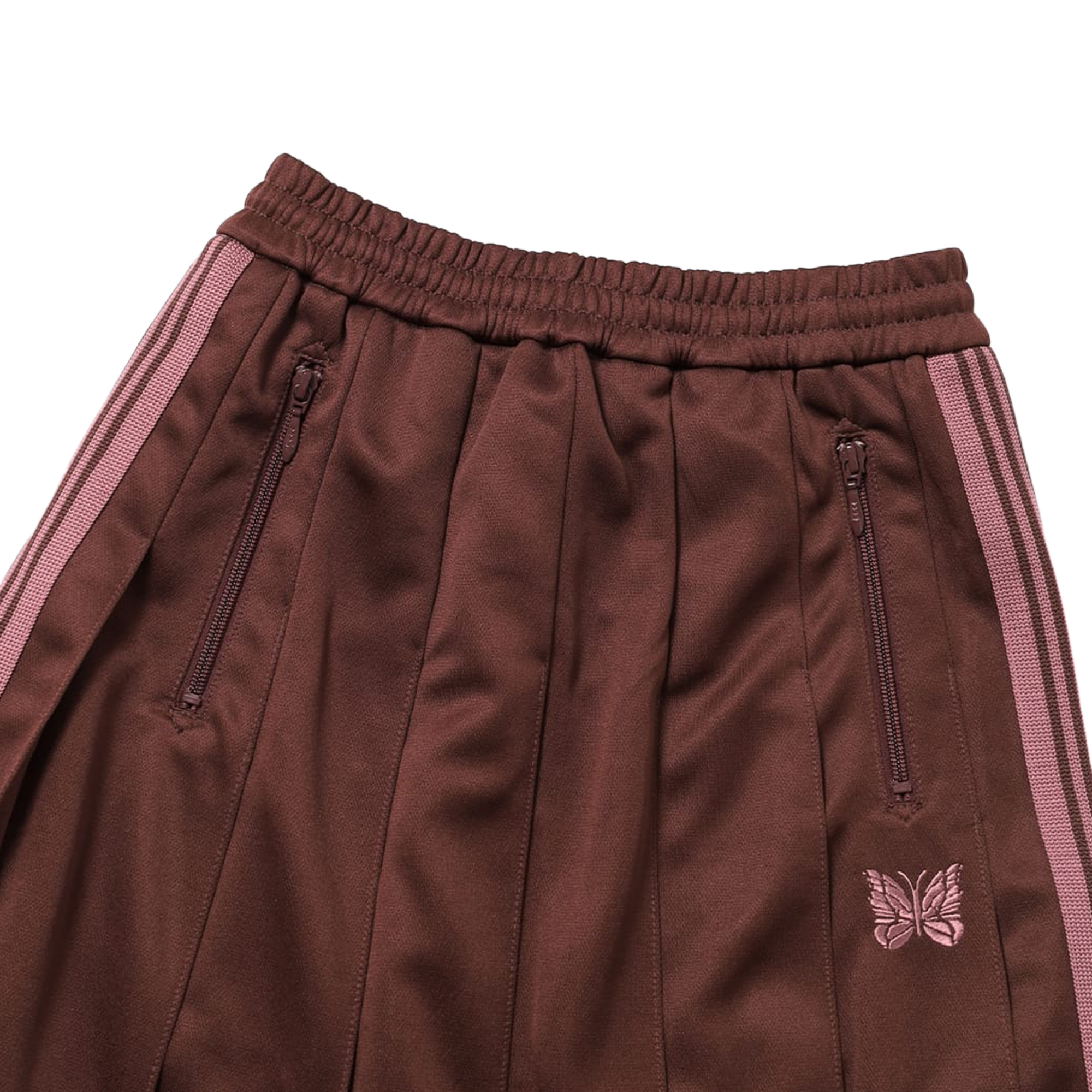 Needles Pleated Track Skirt Poly Smooth Brown