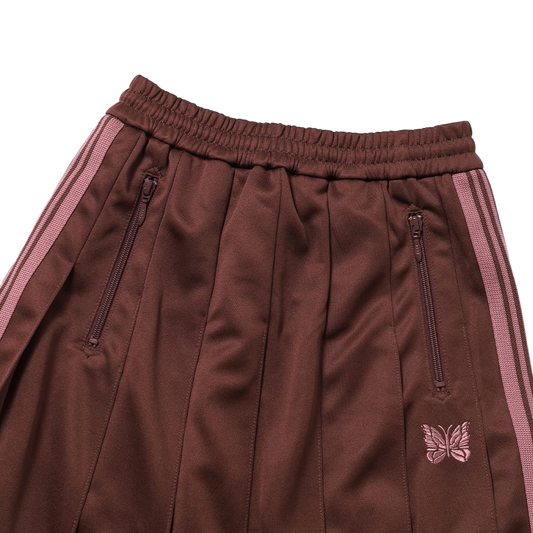 Needles Pleated Track Skirt Poly Smooth Brown