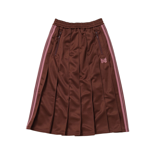 Needles Pleated Track Skirt Poly Smooth Brown