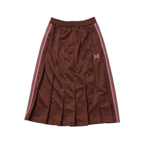 Needles Pleated Track Skirt Poly Smooth Brown
