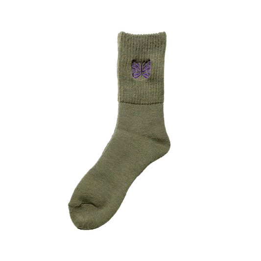 Needles Rib Socks Merino Wool Olive