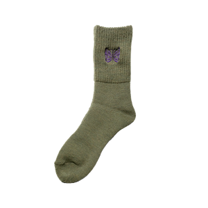 Needles Rib Socks Merino Wool Olive