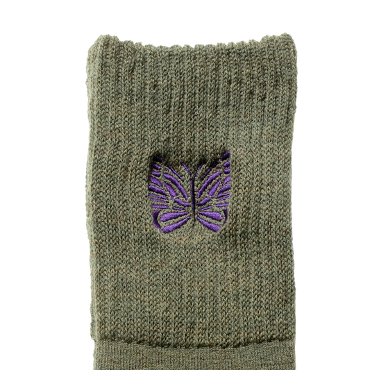 Needles Rib Socks Merino Wool Olive