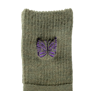 Needles Rib Socks Merino Wool Olive