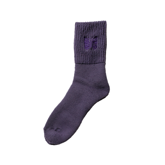 Needles Rib Socks Merino Wool Purple