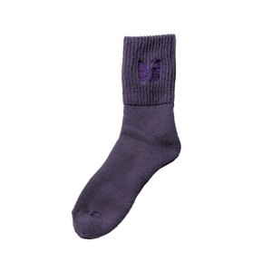 Needles Rib Socks Merino Wool Purple