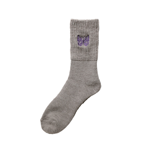 Needles Rib Socks Merino Wool Grey