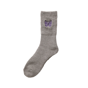 Needles Rib Socks Merino Wool Grey
