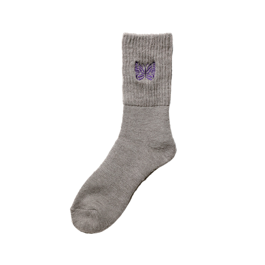 Needles Rib Socks Merino Wool Grey