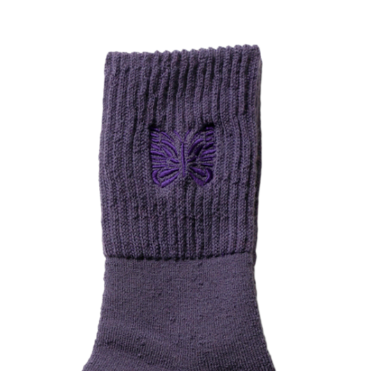 Needles Rib Socks Merino Wool Purple