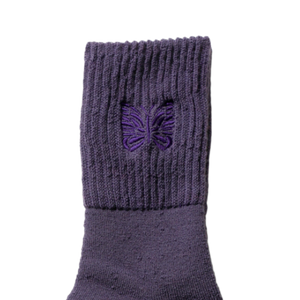 Needles Rib Socks Merino Wool Purple