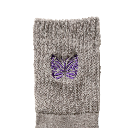 Needles Rib Socks Merino Wool Grey