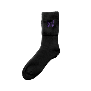 Needles Rib Socks Merino Wool Black