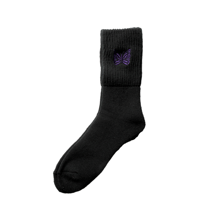 Needles Rib Socks Merino Wool Black