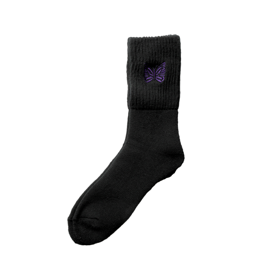 Needles Rib Socks Merino Wool Black
