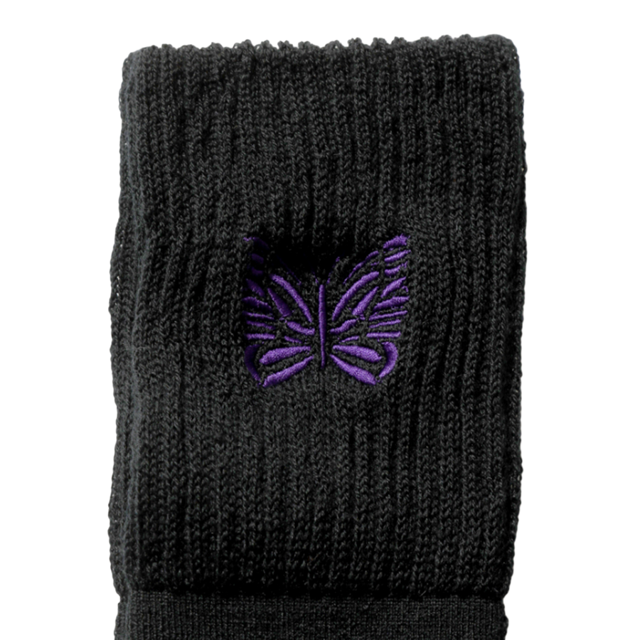 Needles Rib Socks Merino Wool Black