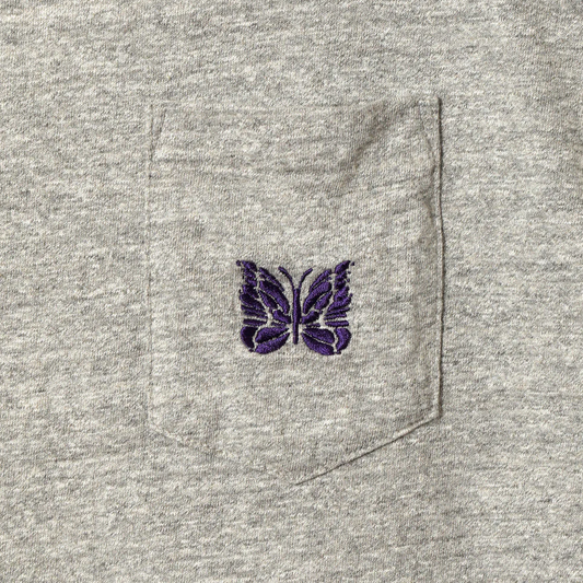 Needles SS26 Papillon Embroidered Pocket T-Shirt Grey