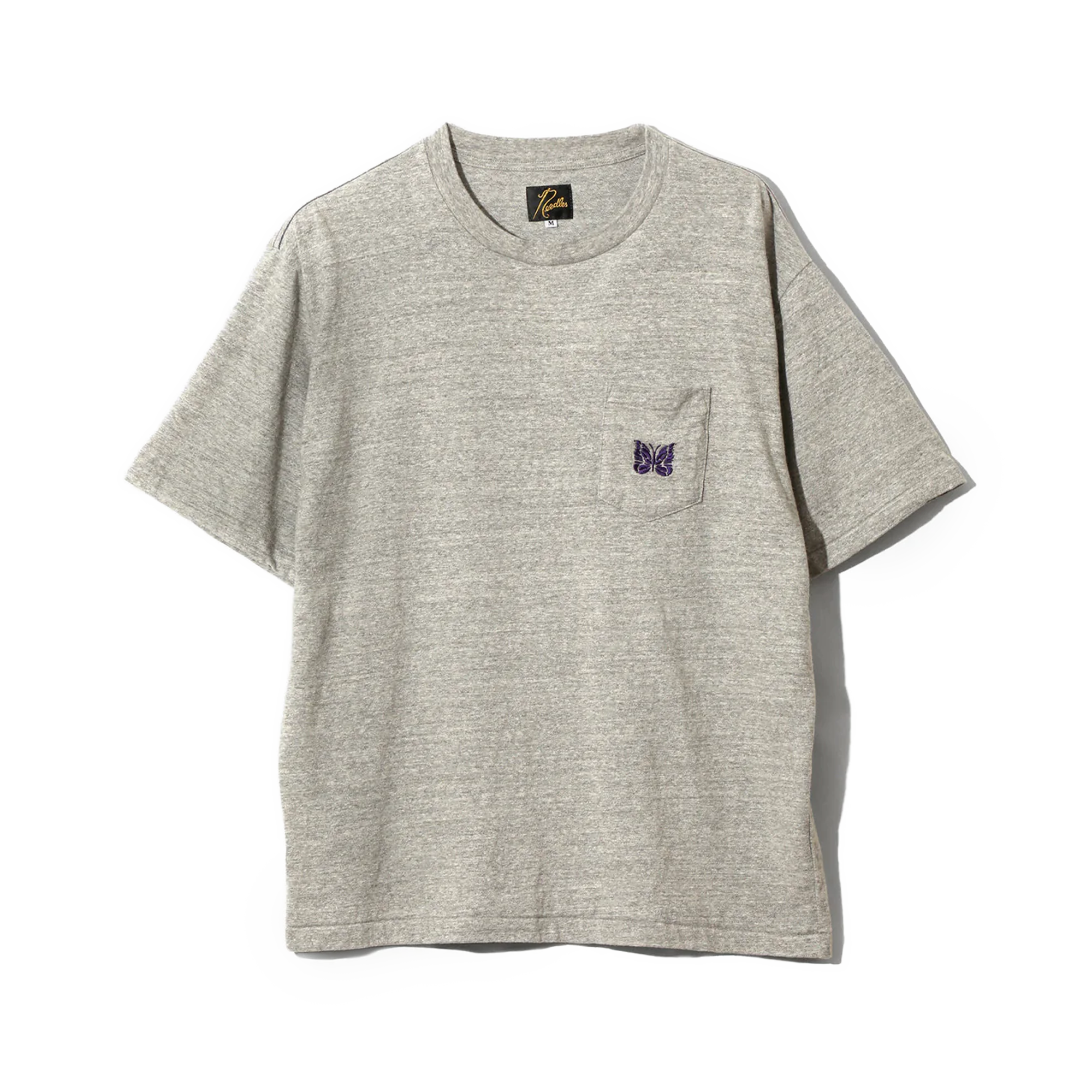 Needles SS26 Papillon Embroidered Pocket T-Shirt Grey