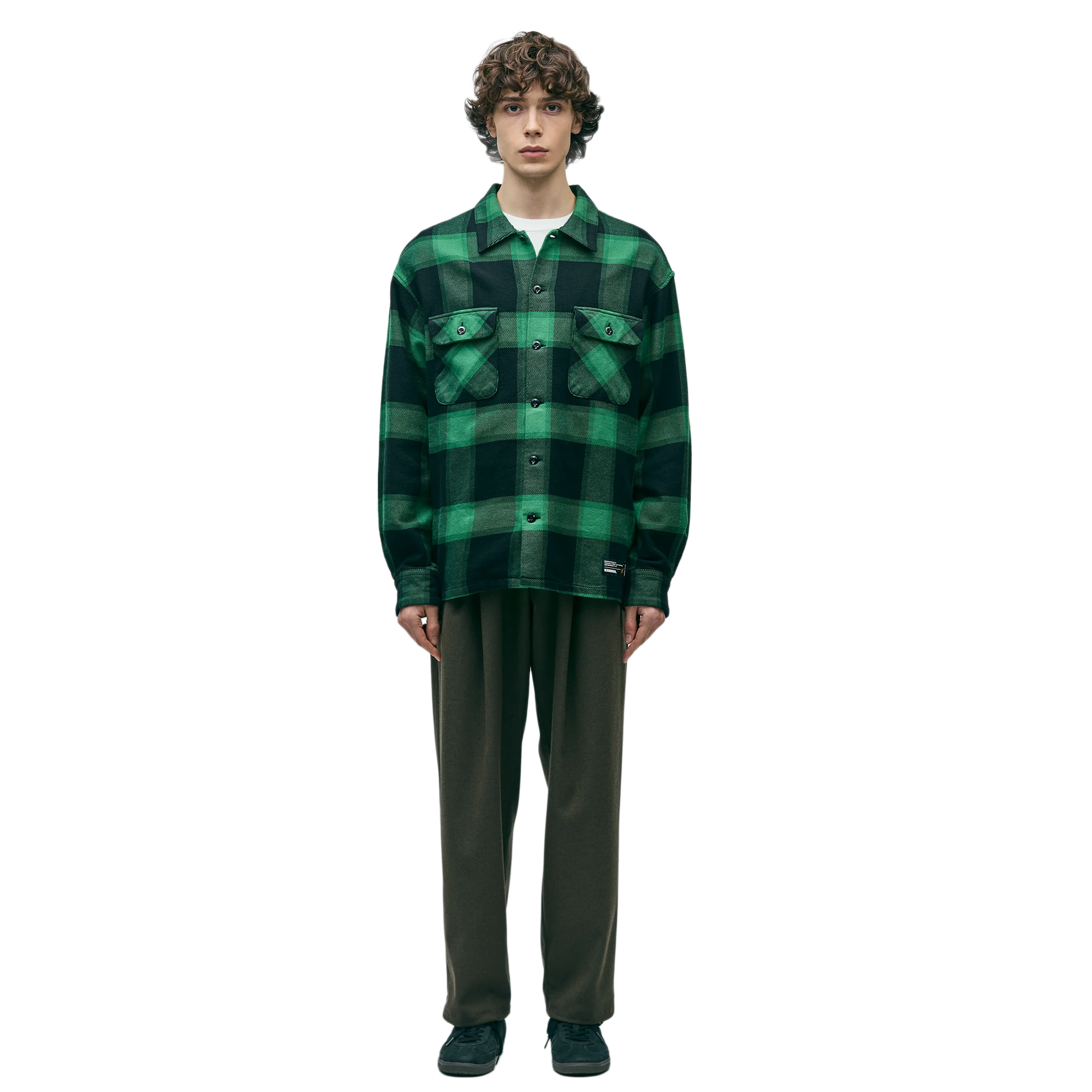 Neighborhood Buffalo Check Shirt Long Sleeve Green 252BENH-SHM02