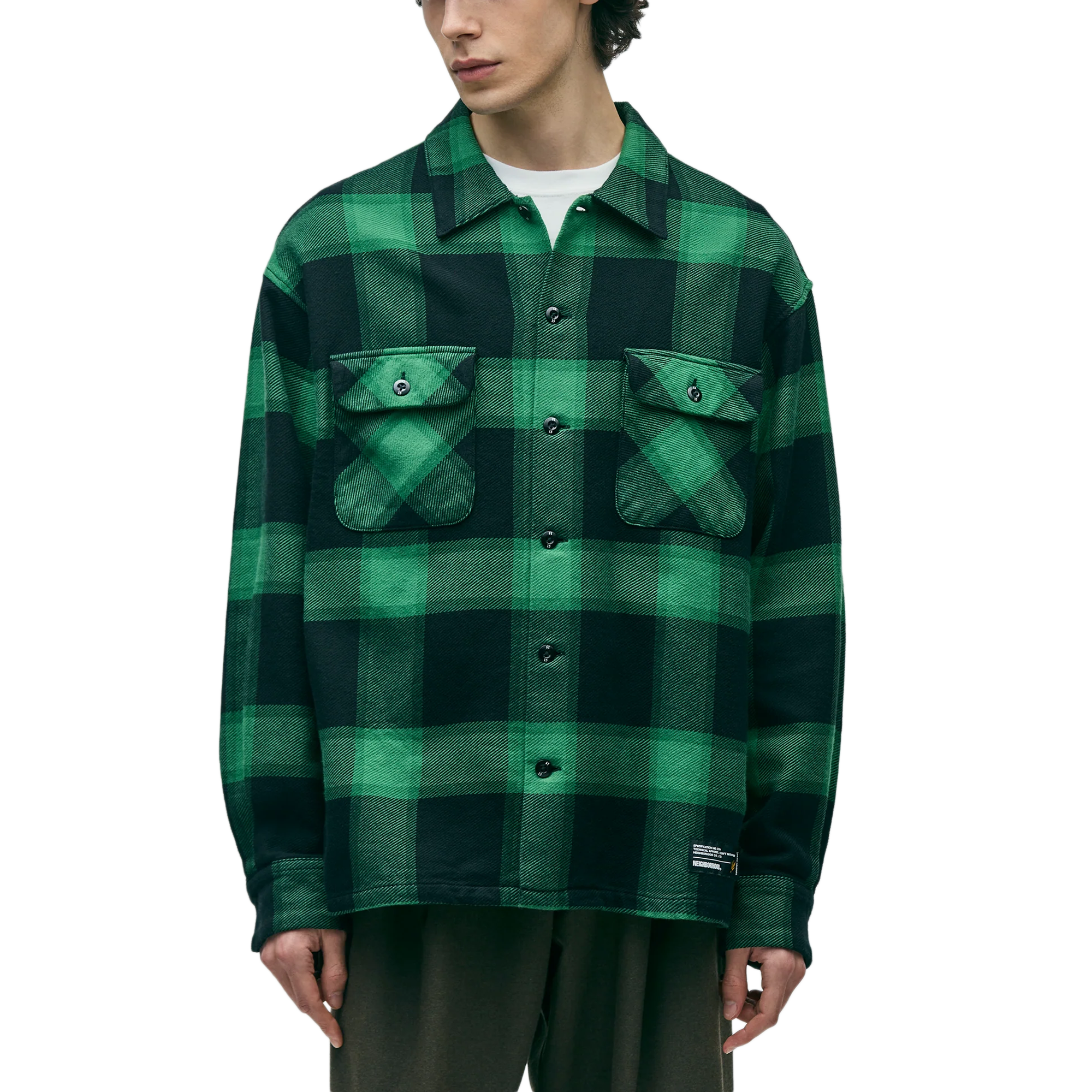 Neighborhood Buffalo Check Shirt Long Sleeve Green 252BENH-SHM02