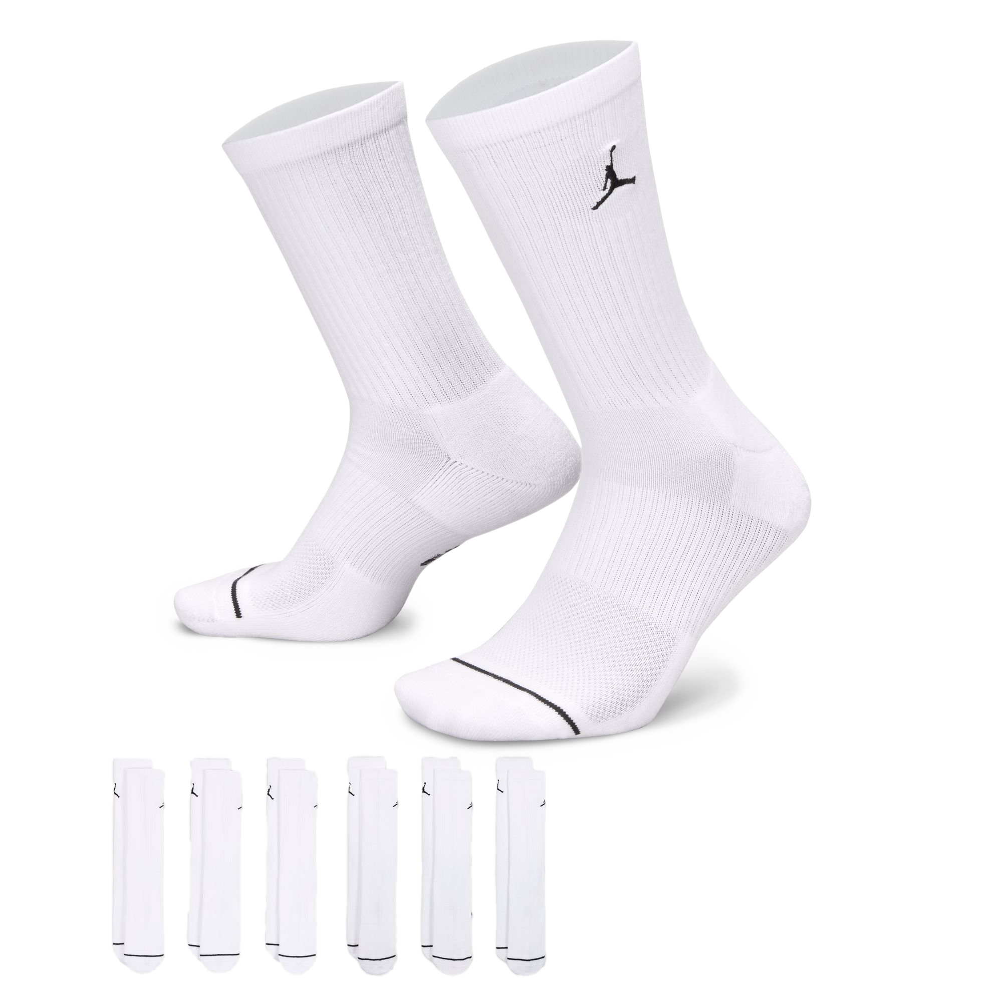 Nike Jordan Everyday Socks (6 pairs) White/Black HV6228-100 Large