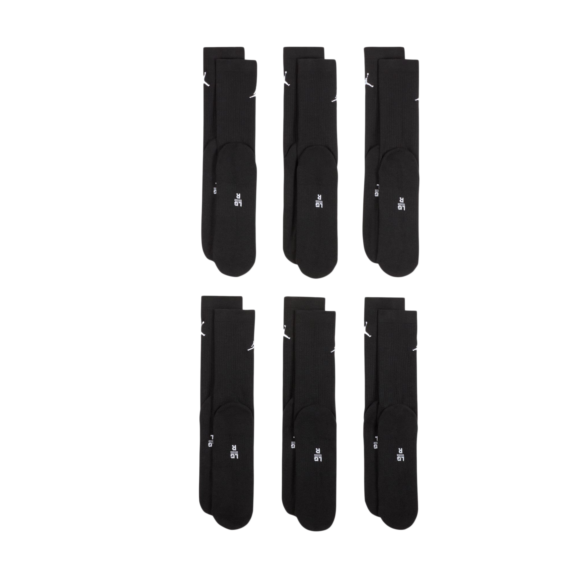 Nike Jordan Everyday Socks (6 pairs) Black/White HV6228-010 Large