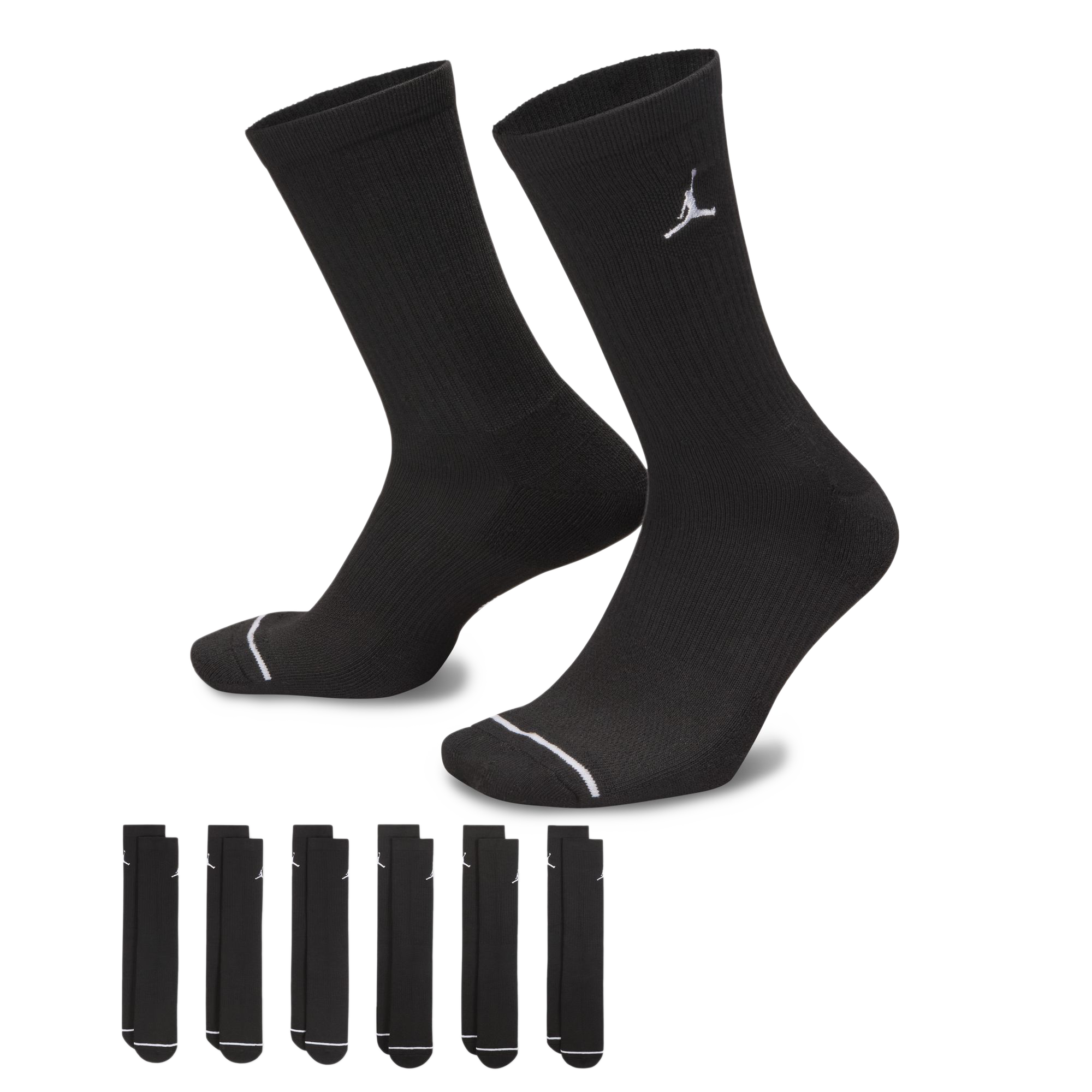 Nike Jordan Everyday Socks (6 pairs) Black/White HV6228-010 Large