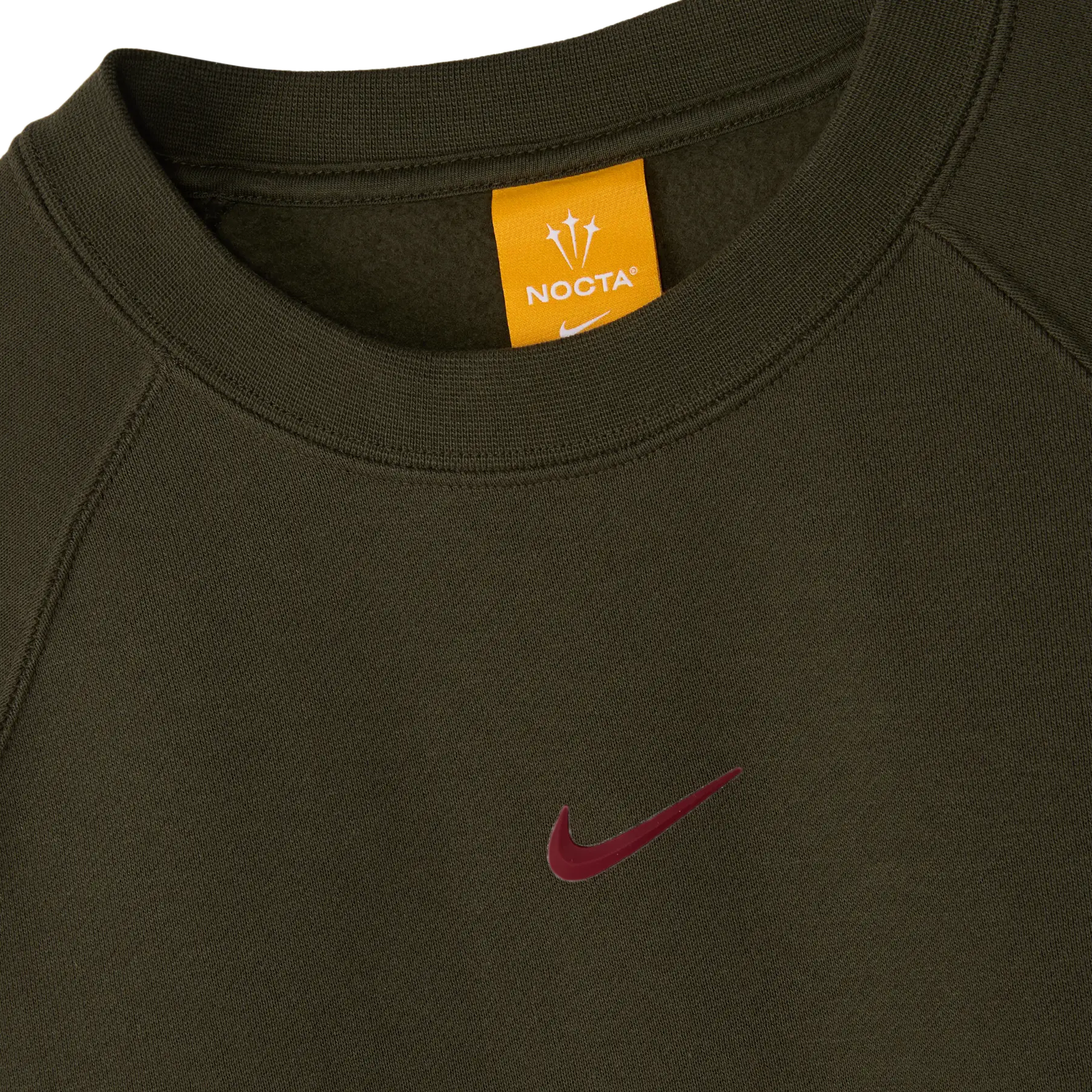 Nike NOCTA Men's Fleece CS Crew Cargo Khaki/Team Red FN8160-325