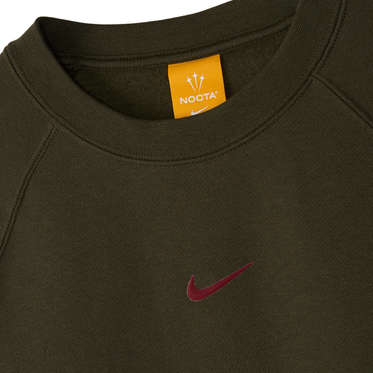 Nike NOCTA Men's Fleece CS Crew Cargo Khaki/Team Red FN8160-325