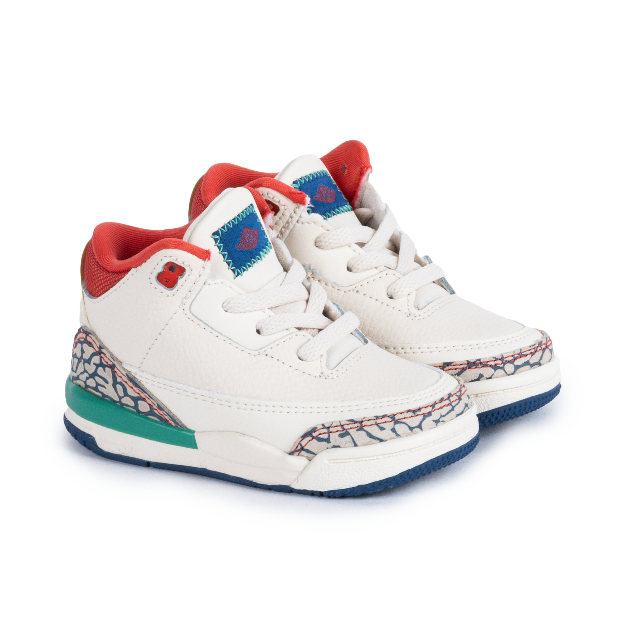 Nike Jordan 3 Retro "Play Your Way" (TD) Chalk/Track Red/T Blue/Kinetic Green IO2075-100